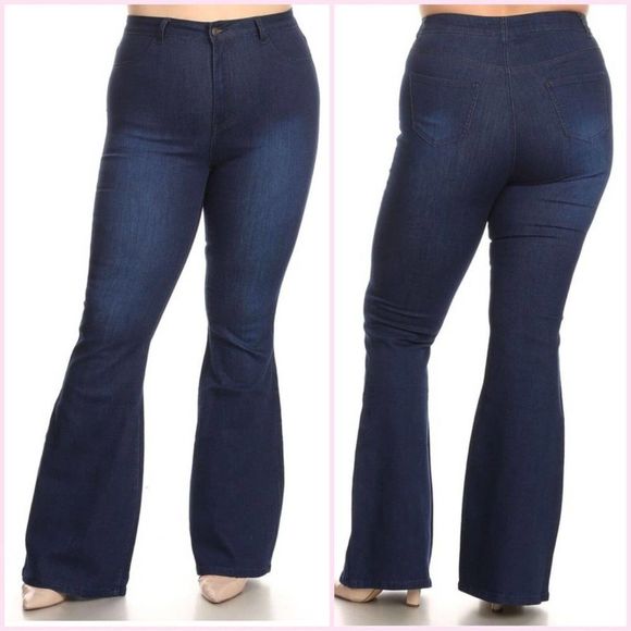 Plus Size Denim Bell Bottom Jeans- size 2X - sku: 9183 - Picture 1 of 2